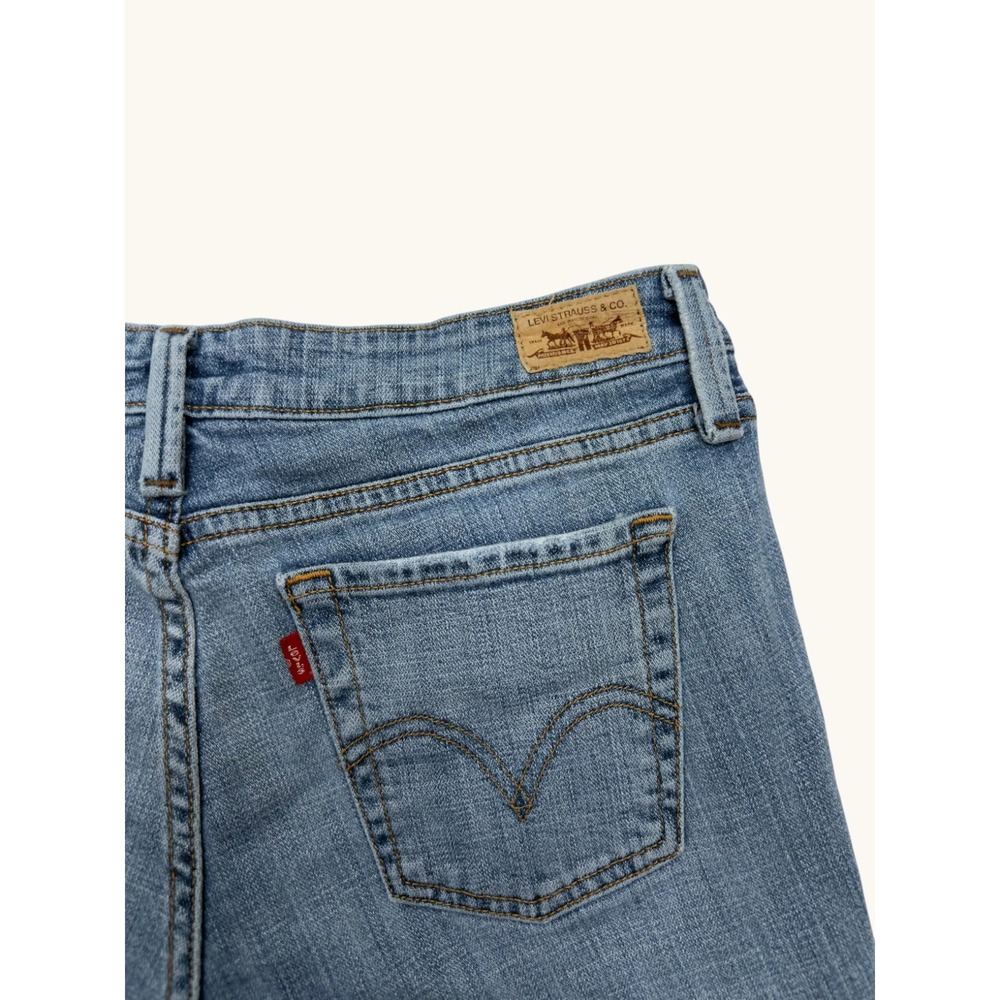 Levis 545 Low Boot Cut Denim Shorts Medium Wash Frayed Cut Off Size 8M